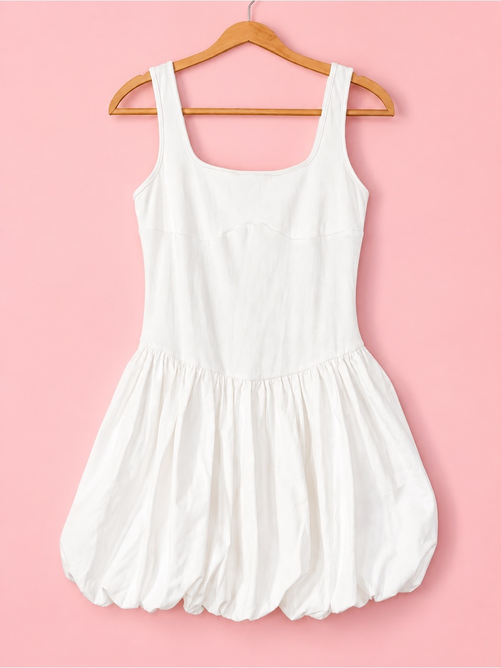 White Bubble Hem Sundress